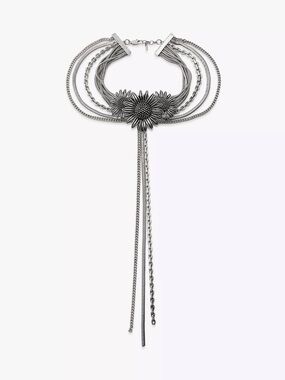 Zara Floral Multi-Chain Lariat Necklace